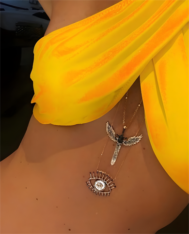 Konyak Pırlantalı  Aynalı Göz Kolye