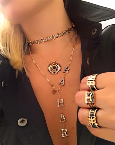 COGNAC DIAMOND FLOWER EYE NECKLACE