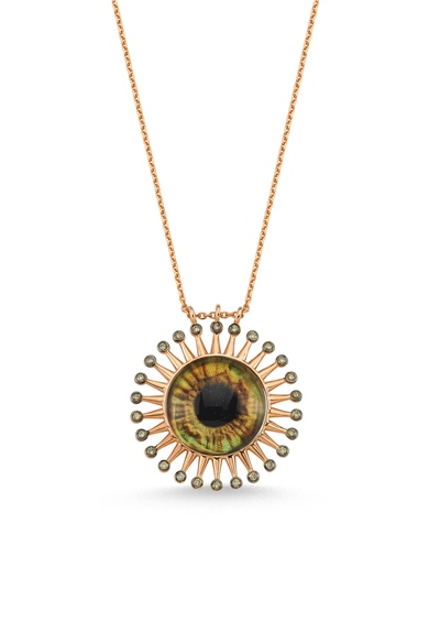 COGNAC DIAMOND FLOWER EYE NECKLACE