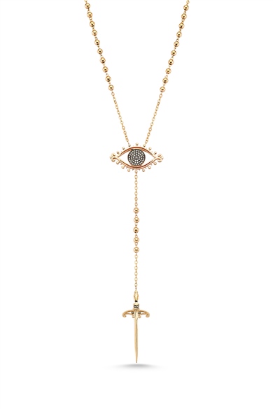 Konyak Pırlantalı Göz Kılıç Kolye