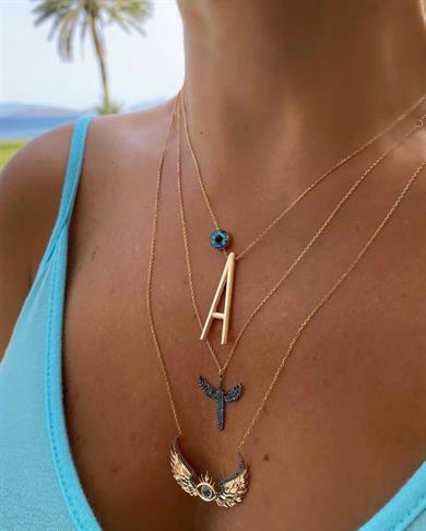 Küçük Boy A Harfli Göz Kolye