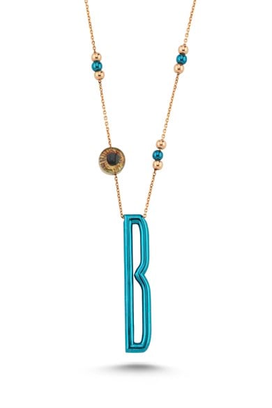 LETTER GOLD BLUE EYE NECKLACE