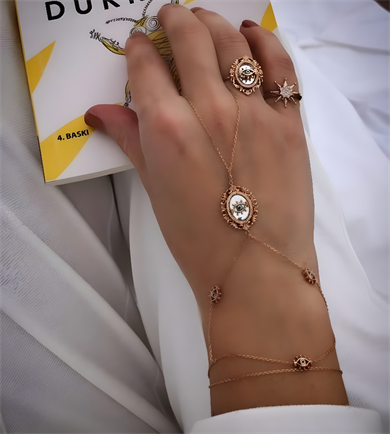 BLUE ENAMELED MIRROR RING