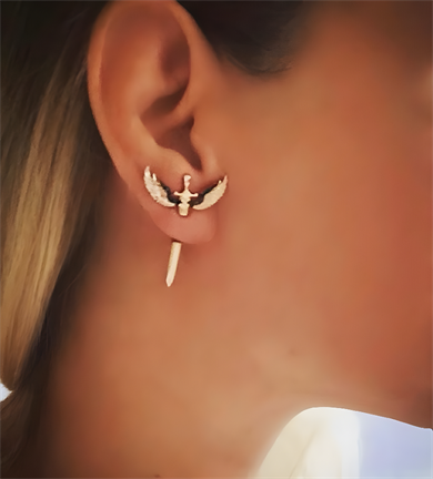 BLACK DIAMOND ANGEL OF MICHAEL CLICK FIT EARRING