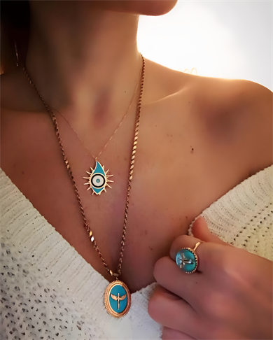 ENAMELED MULTI EYELASH EYE NECKLACE