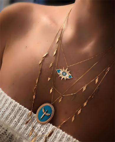 ENAMELED EYELASH NECKLACE