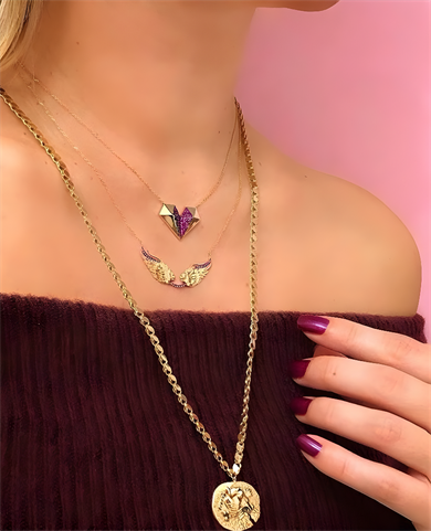 Pembe Pırlantalı Ariel Meleği Kolye