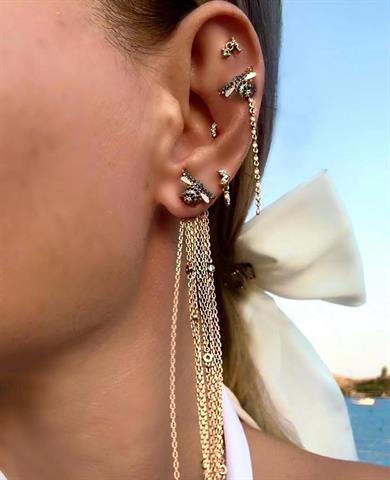 Pırlantalı Arı Küpe Tek Kulak