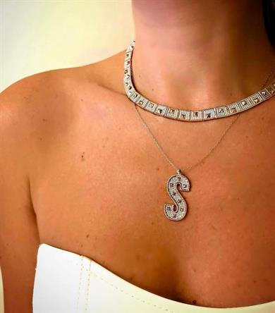 LETTER I DIAMOND NECKLACE