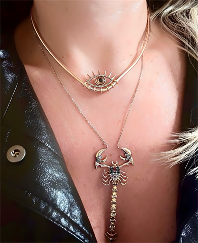 Pırlantalı İnce Esnek Zincir Göz Kolye