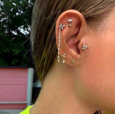Pırlantalı Sallantılı Kelebek Piercing