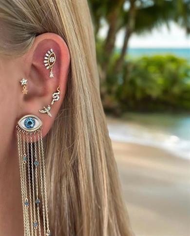 Pırlantalı Sallantılı Yıldız Piercing