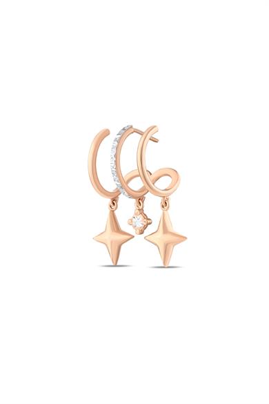 PIRLANTALI ÜÇLÜ HALKA KÜPE TEK KULAK