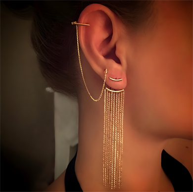 GOLD PENDANT CHAIN EARRING