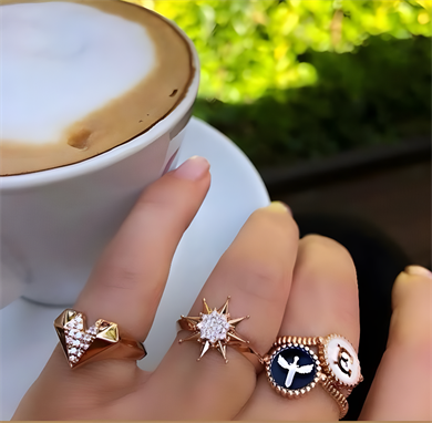 BLACK ENAMELED ANGEL OF MICHAEL RING