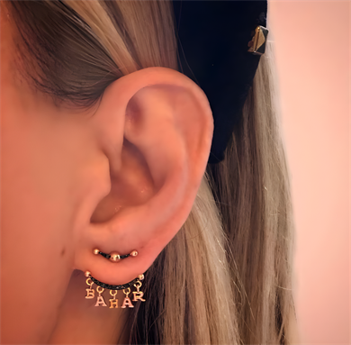 BLACK DIAMOND 5 LETTER/NAME TAG PENDANT EARRING