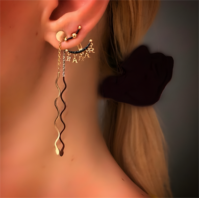 BLACK DIAMOND 5 LETTER/NAME TAG PENDANT EARRING