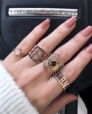 BLACK DIAMOND SQUARE LETTER RING