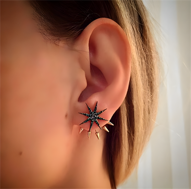 BLACK DIAMOND ARROW GOLD EARRING