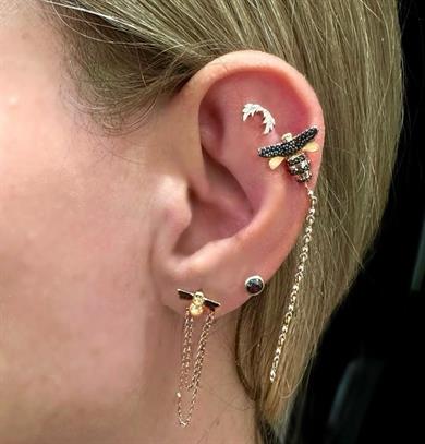 Siyah Taşlı Tektaş Piercing