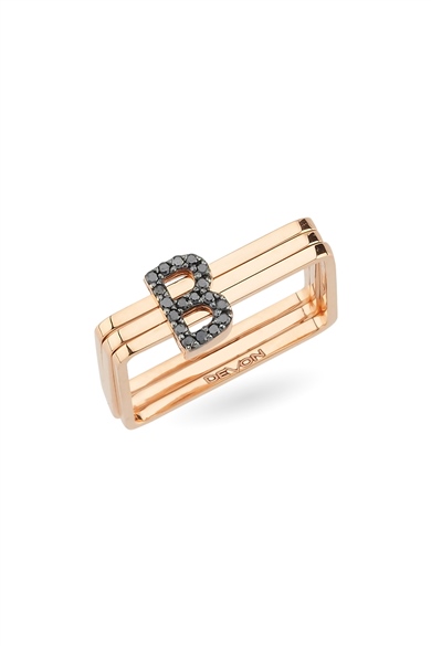 BLACK DIAMOND SQUARE LETTER RING