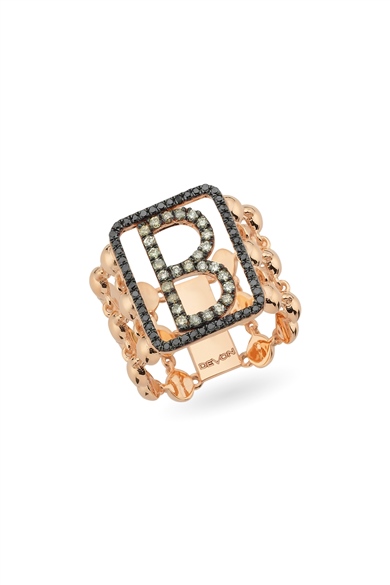 BLACK DIAMOND SQUARE LETTER RING