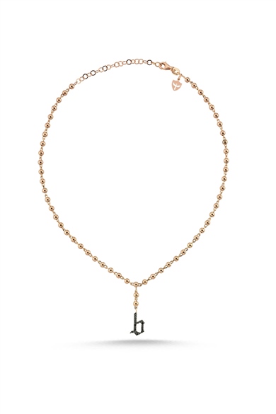 BLACK DIAMOND LETTER GLOBE CHAIN CHOKER 
