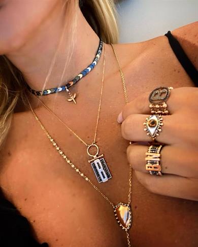 B LETTER SLENDER CHAIN MIYUKI NECKLACE NON DIAMOND