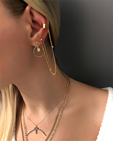 SINGLE COGNAC DIAMOND LETTER EARRING