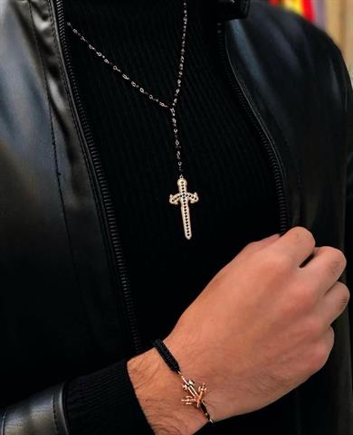 TRIPLE SWORD BLACK DIAMOND ROPE BRACELET 