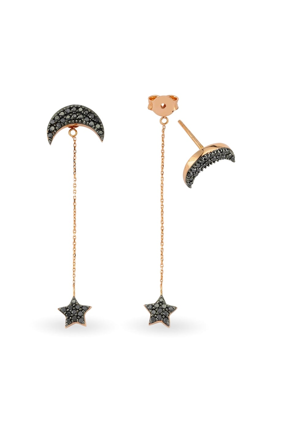THE STAR AND CRESCENT DIAMOND GOLD EARRING