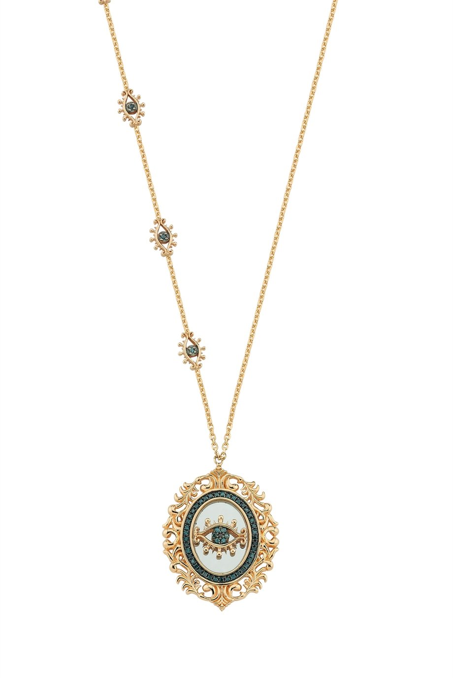 BLUE DIAMOND EYE MIRROR NECKLACE