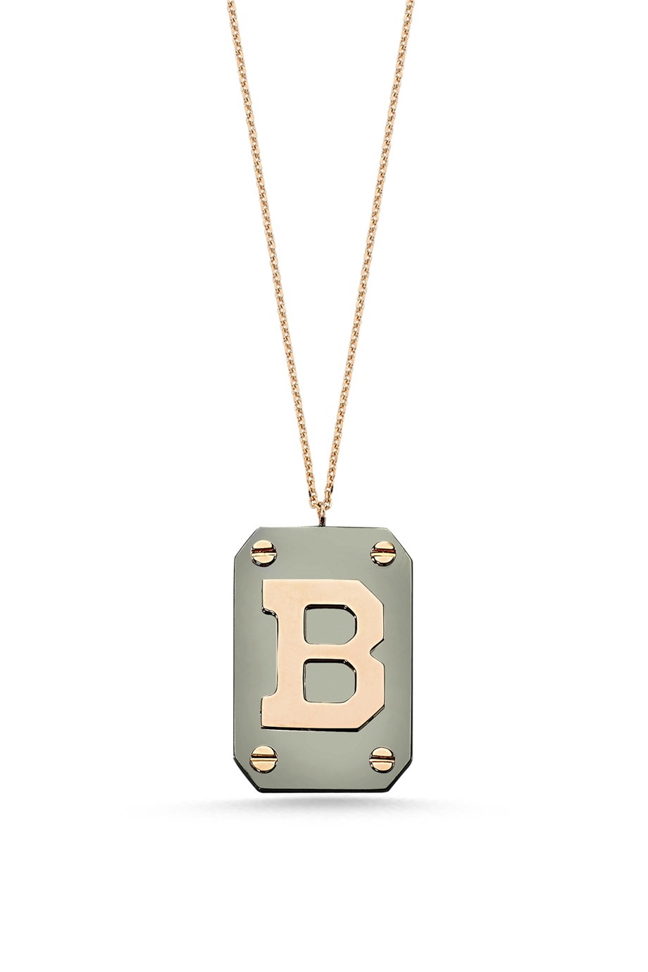 B HARFLİ PLAKA KOLYE