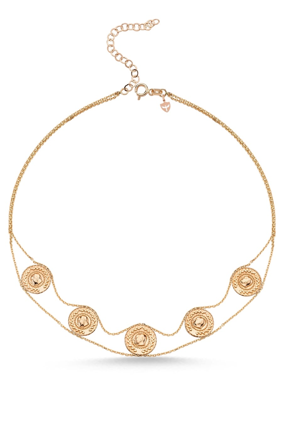 FIVE PIECES OF GOLD CHAIN CHOKER