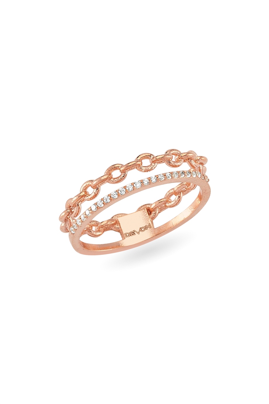 SLENDER WHITE DIAMOND CHAIN RING