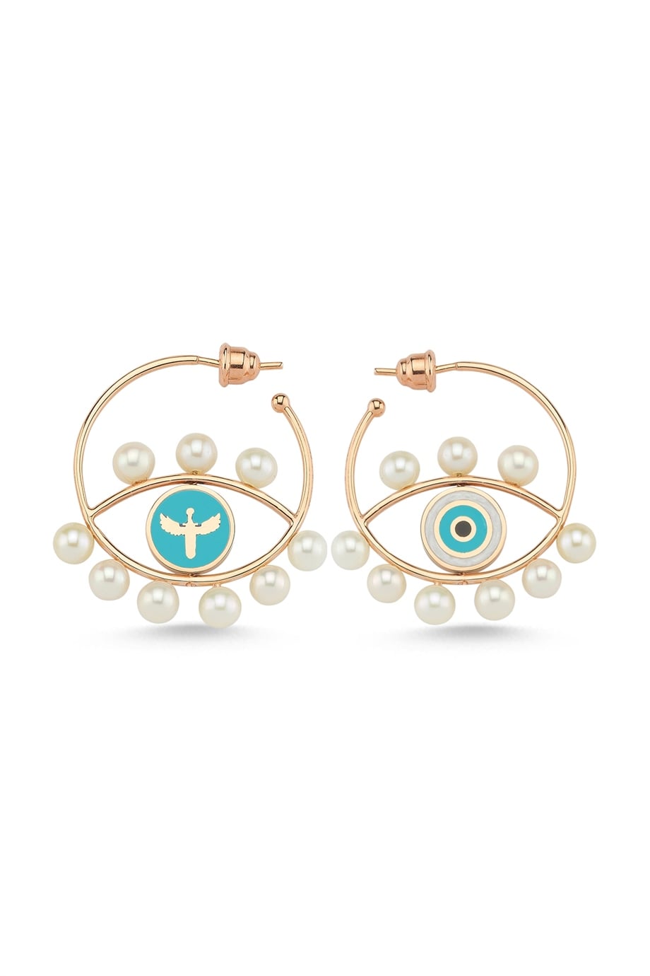 PEARL ENAMELED BIG HOOP EARRING