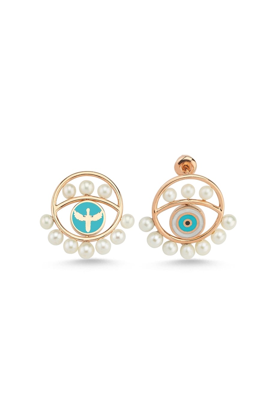 PEARL ENAMELED MINI HOOP EARRING
