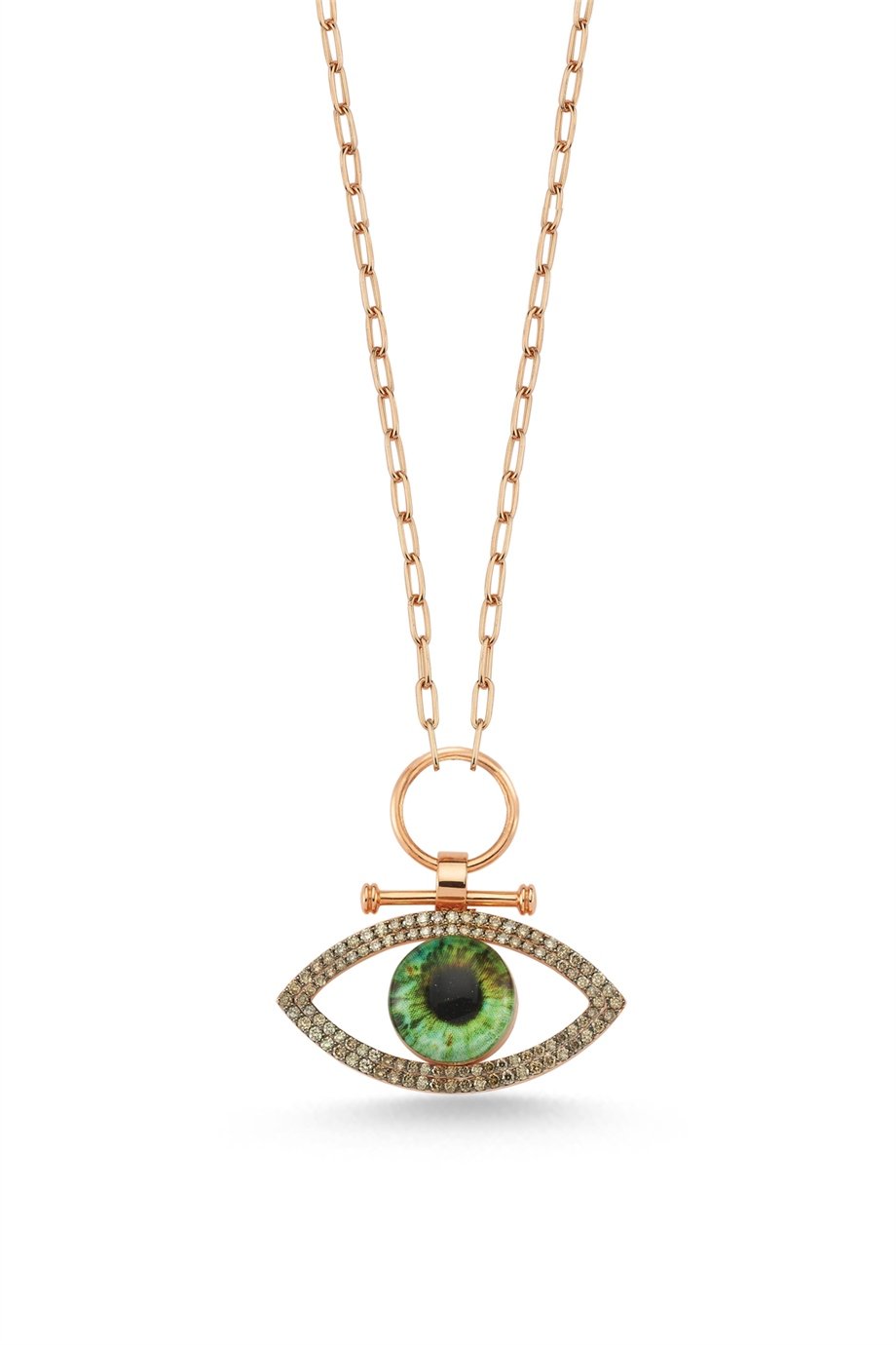 DOUBLE LINE THICK CHAIN COGNAC DIAMOND EYE NECKLACE