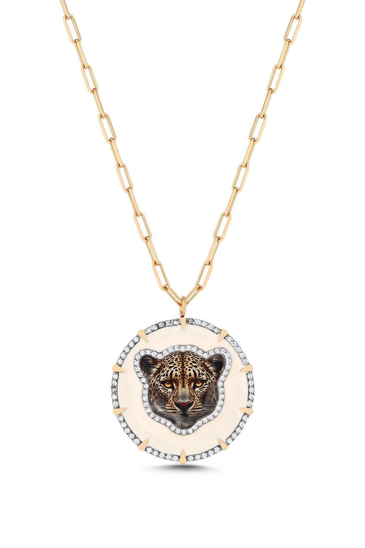 KALIN ZİNCİRLİ PIRLANTALI LEOPARDESS KOLYE