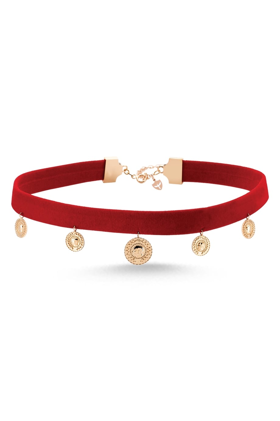 FIVE PIECES OF RED VELVET CHOKER