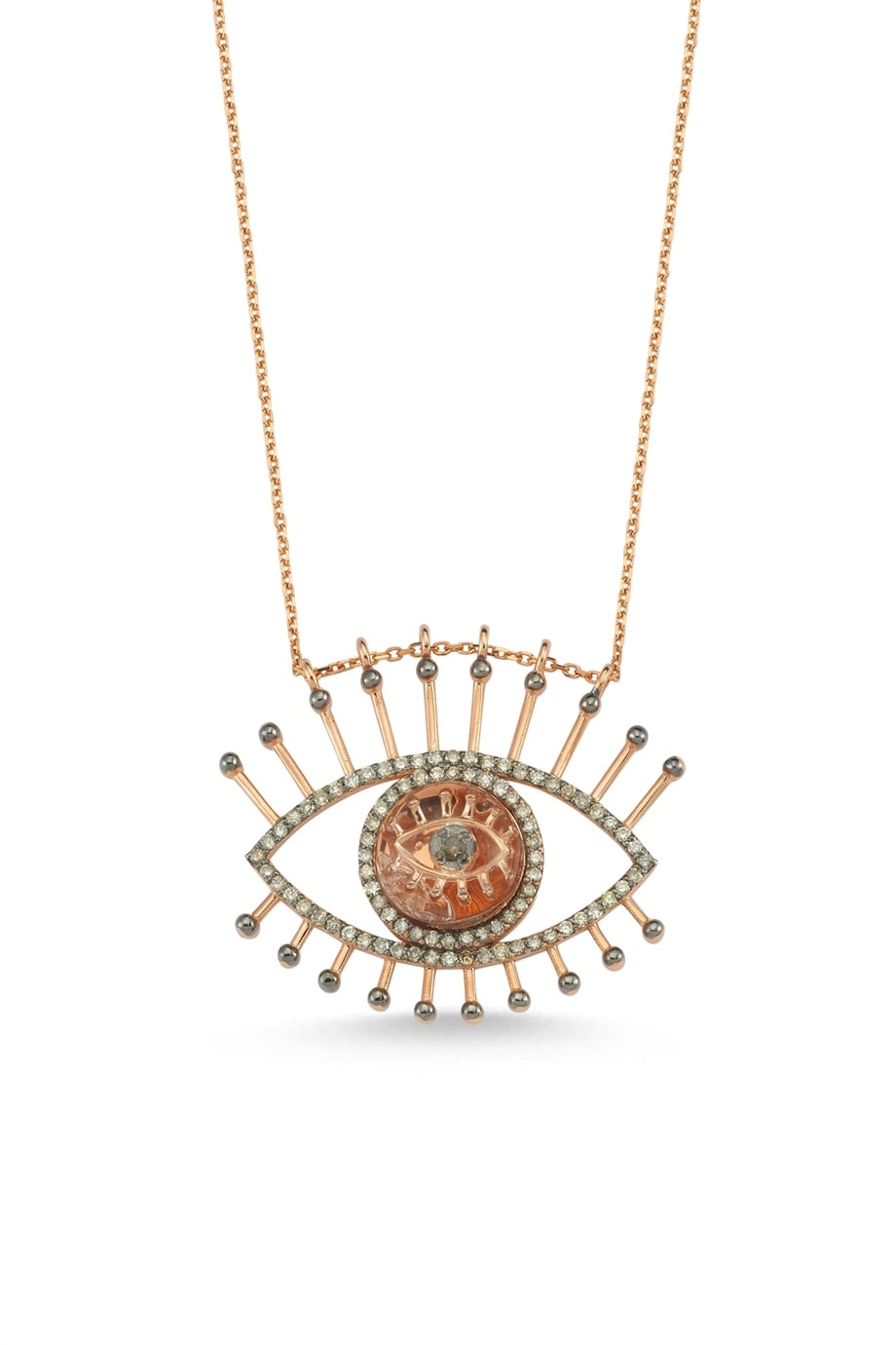 COGNAC DIAMOND ENAMELED EYE NECKLACE