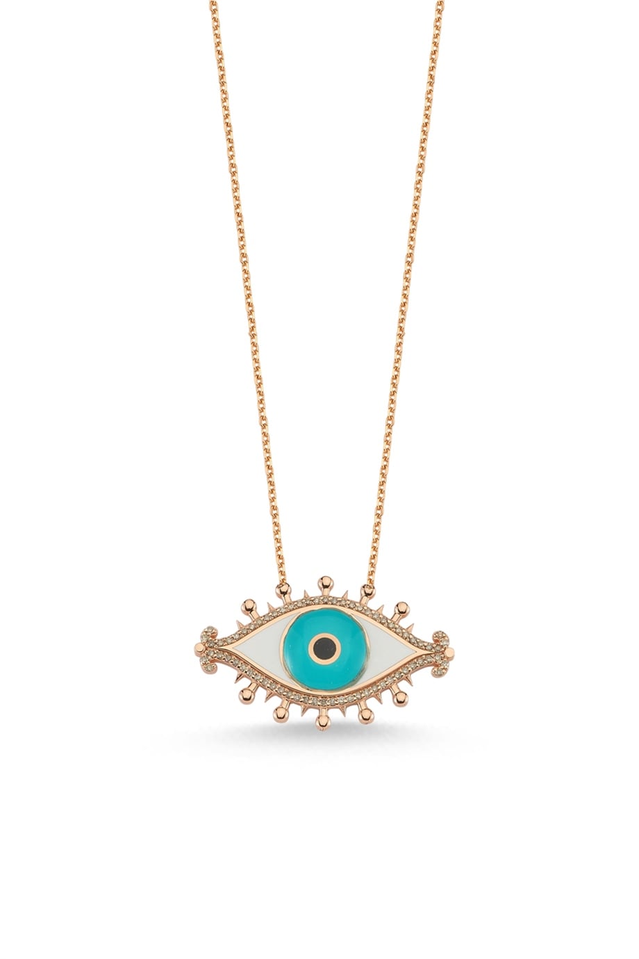 BIG SIZE COGNAC DIAMOND ENAMELED EYE NECKLACE