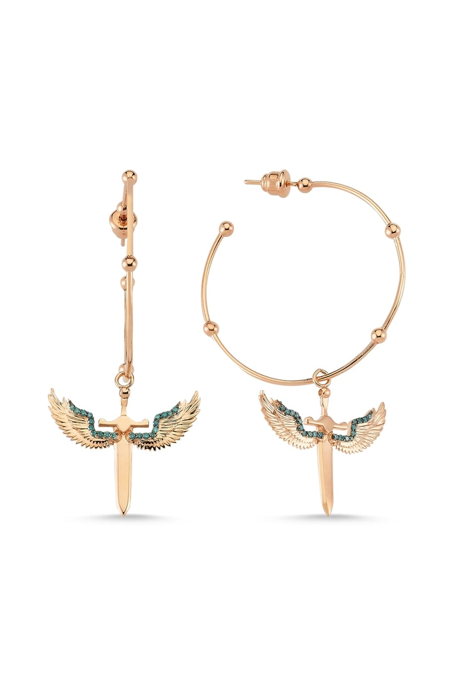 BLUE DIAMOND ANGEL OF MICHAEL HOOP EARRING