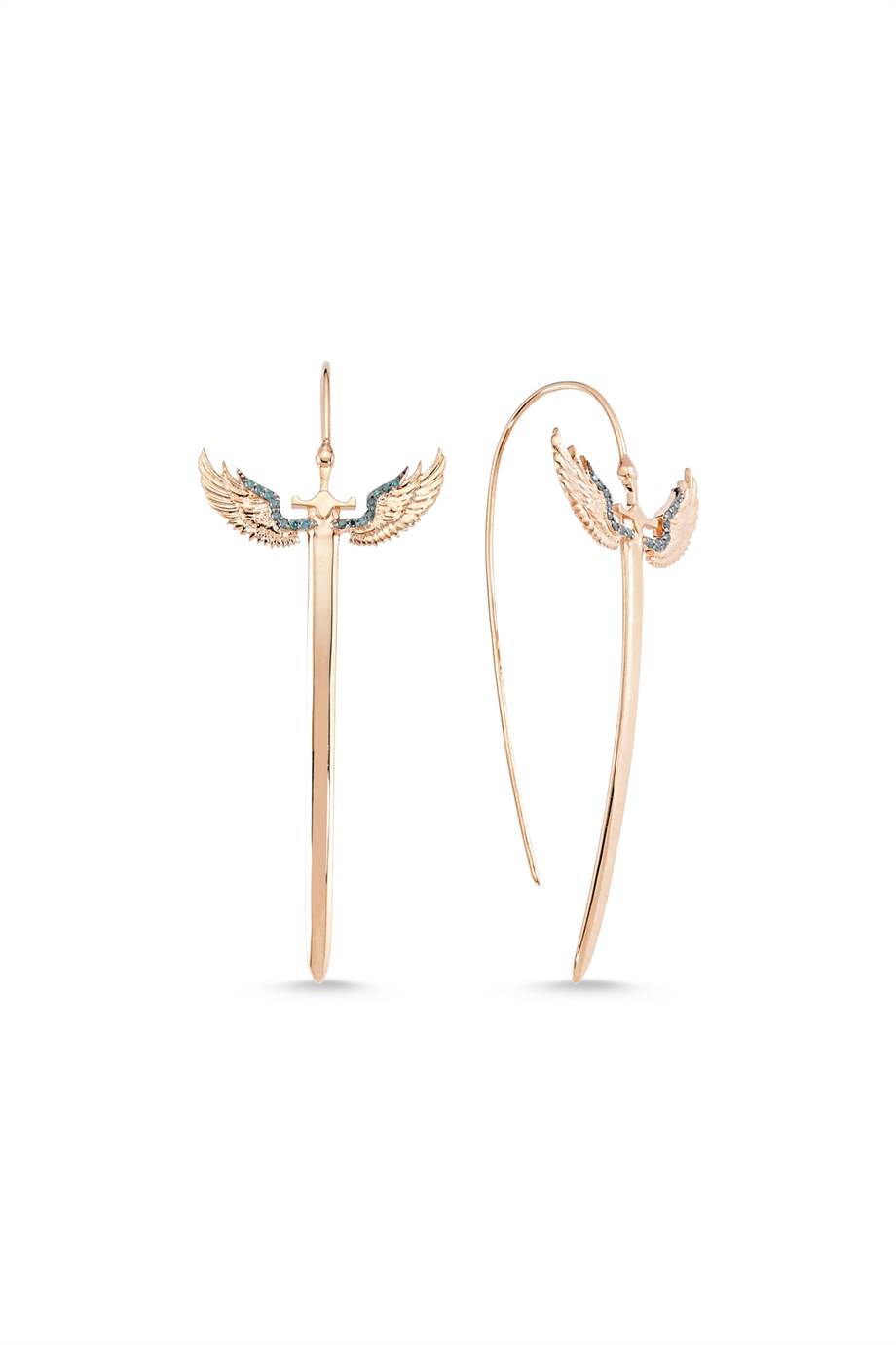 BLUE DIAMOND ANGEL OF MICHAEL HOOK EARRING