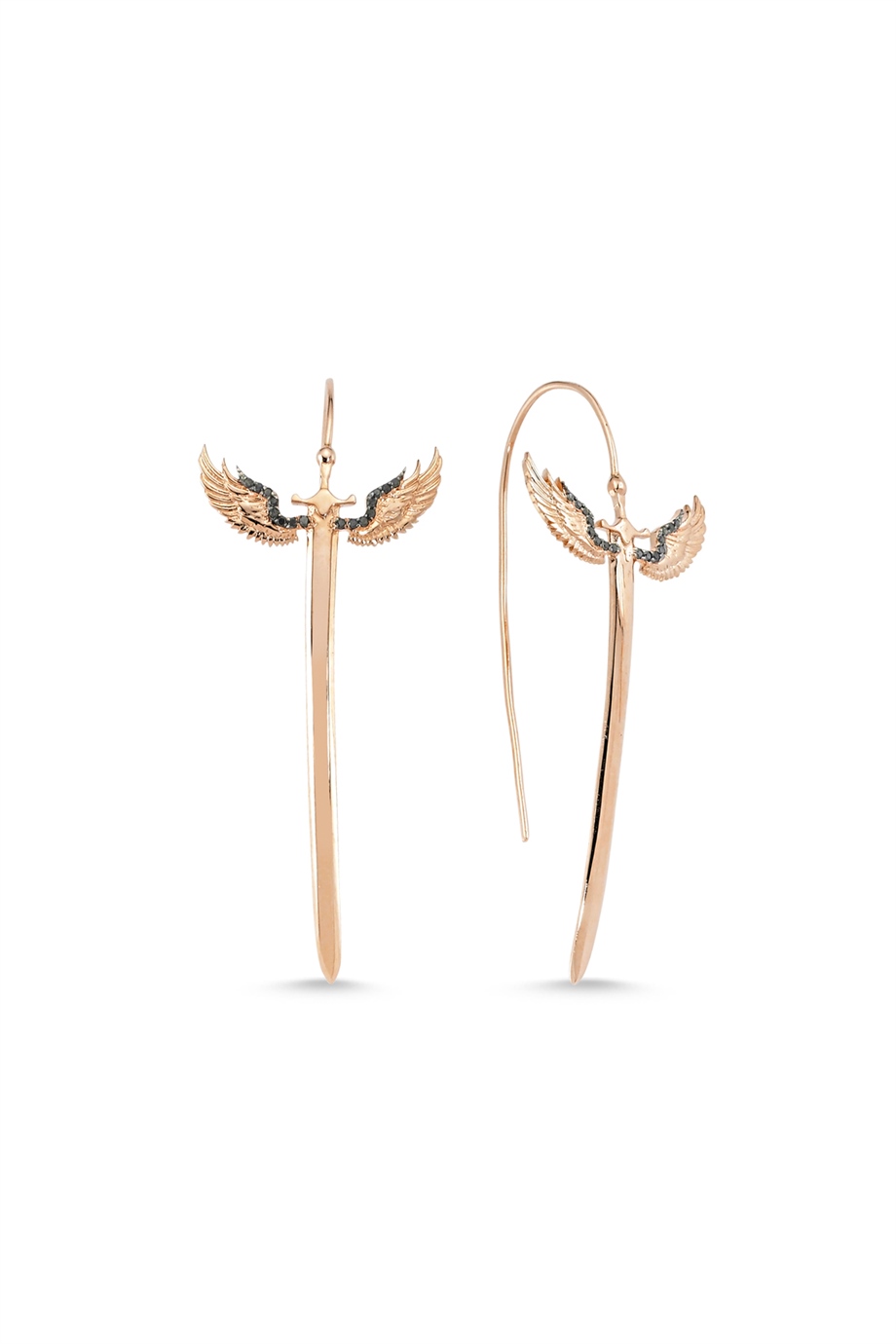 BLACK DIAMOND ANGEL OF MICHAEL HOOK EARRING