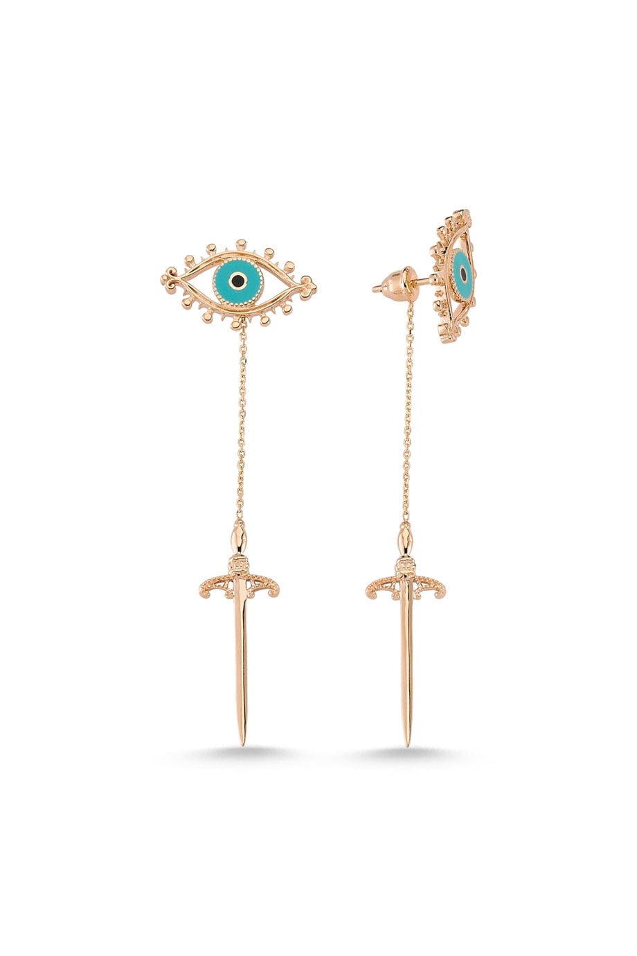 BIG SIZE ENAMELED EYE SWORD EARRING 