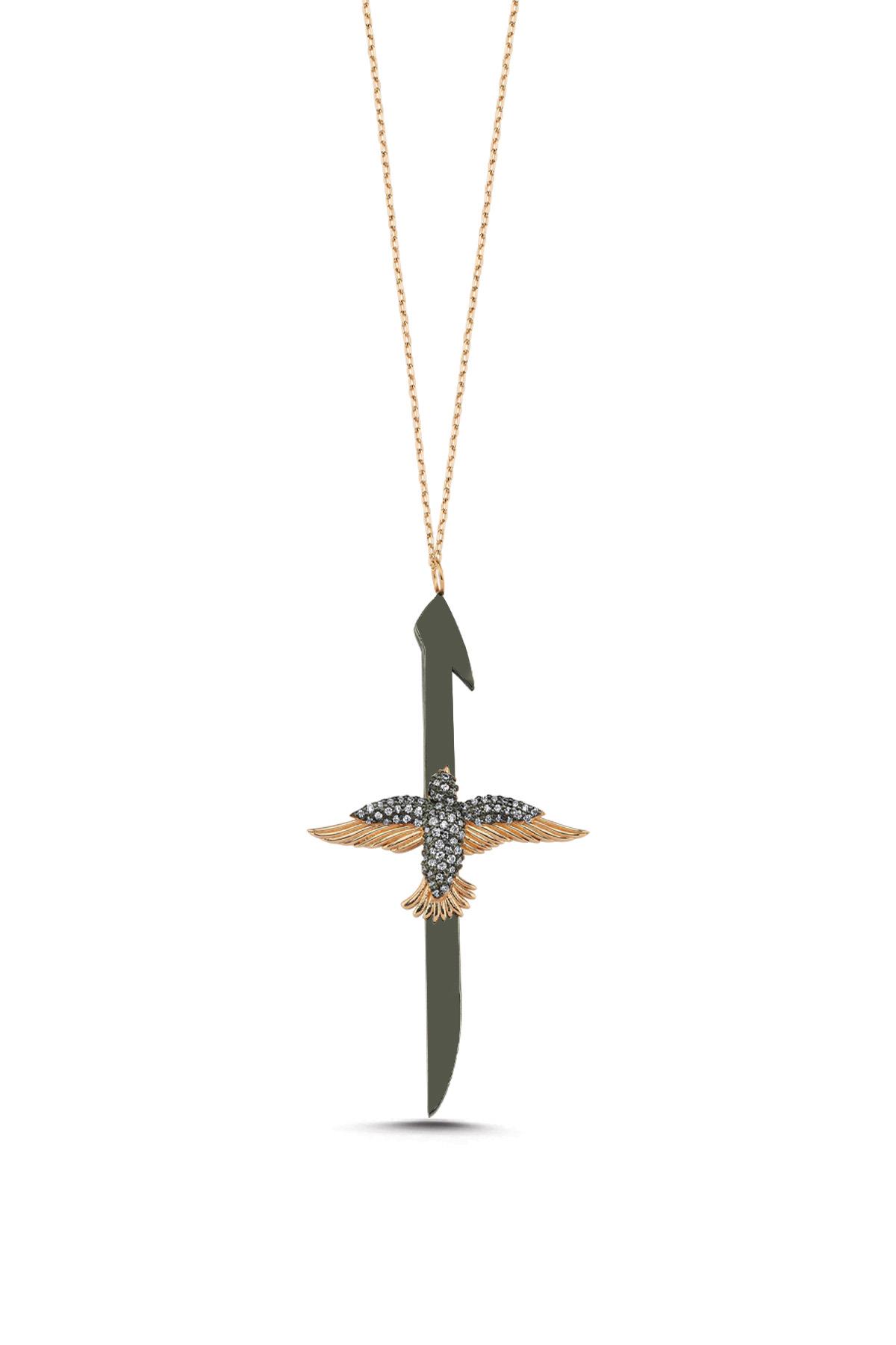 PIRLANTALI ANKA KUŞU ELİF KOLYE