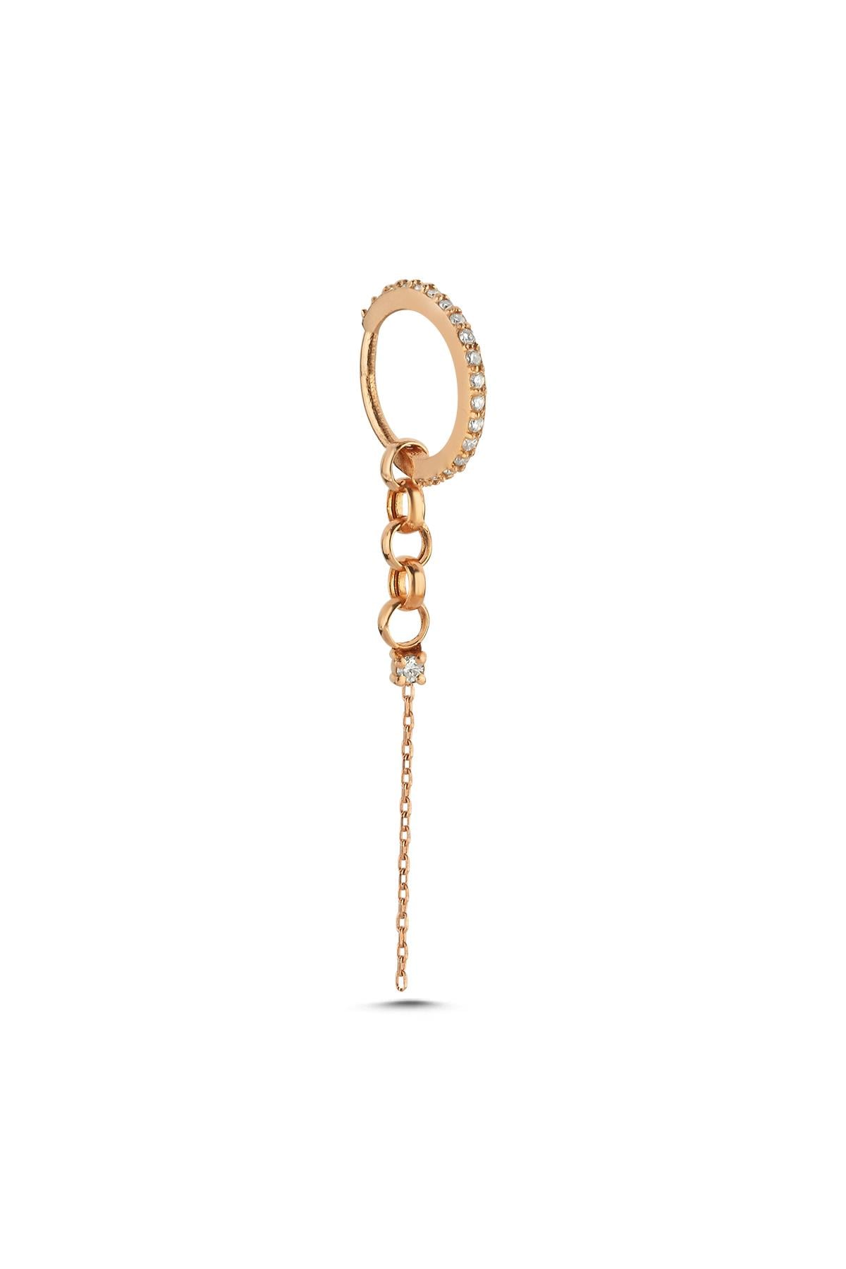 Pırlantalı Zincir Sallantılı Halka Piercing