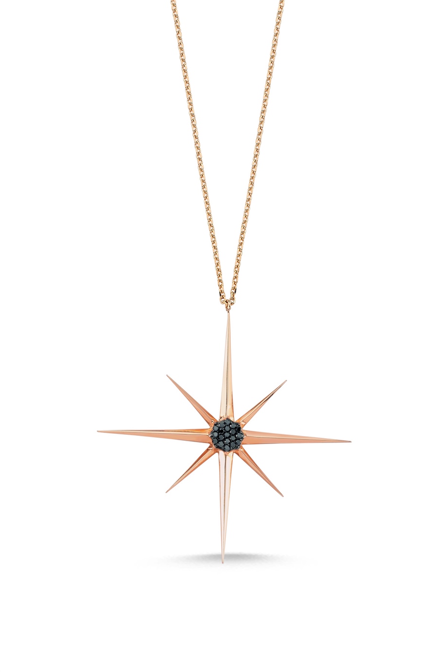 POINTED BLACK DIAMOND STAR GOLD EARRING