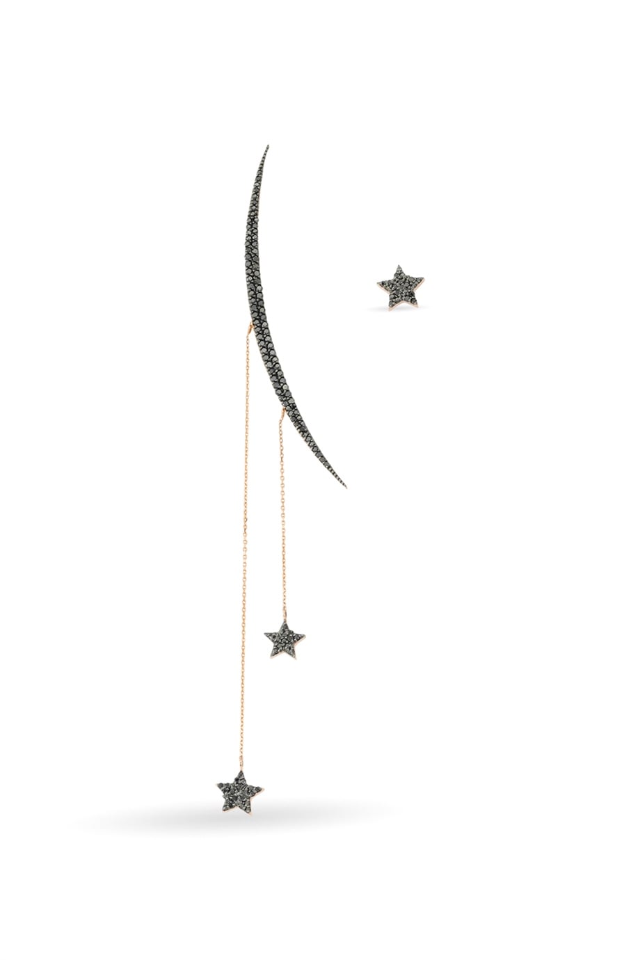 THE STAR AND CRESCENT BLACK DIAMOND EARRING